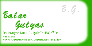 balar gulyas business card